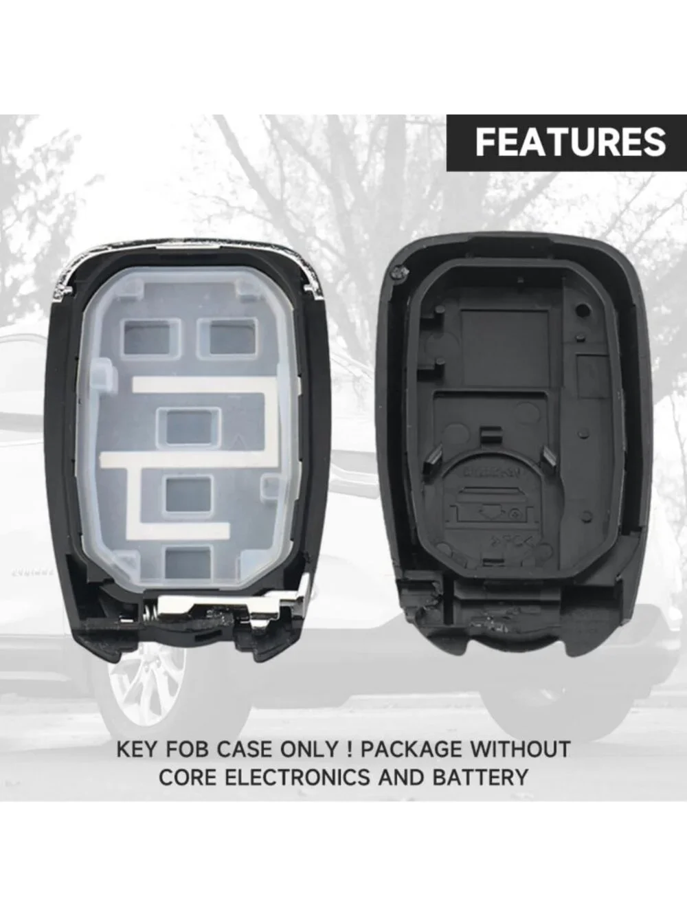 5-Button Key Fob Cover Shell Case Replacement for Chevy Equinox & Blazer